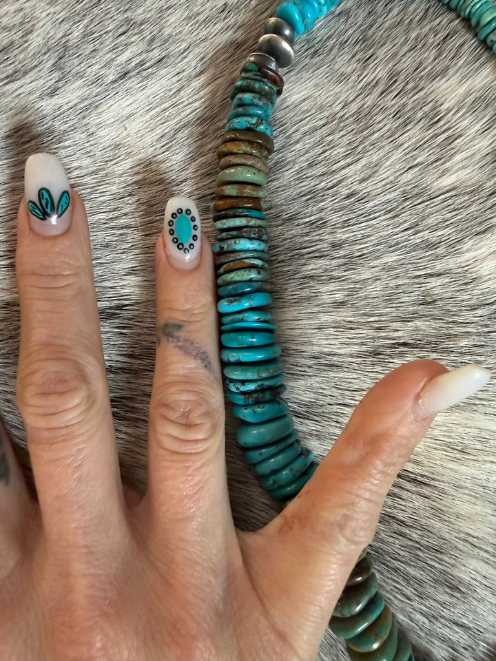 Navajo Turquoise Heishi & Sterling Silver Pearl Necklace – Handmade 19.5” – By Mason Lee