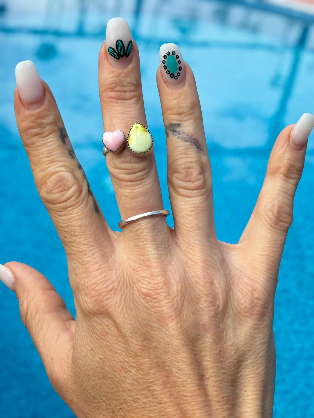 Palomino Cutie | Palomino and Pink Conch Shell Sterling Silver Adjustable Floater Ring