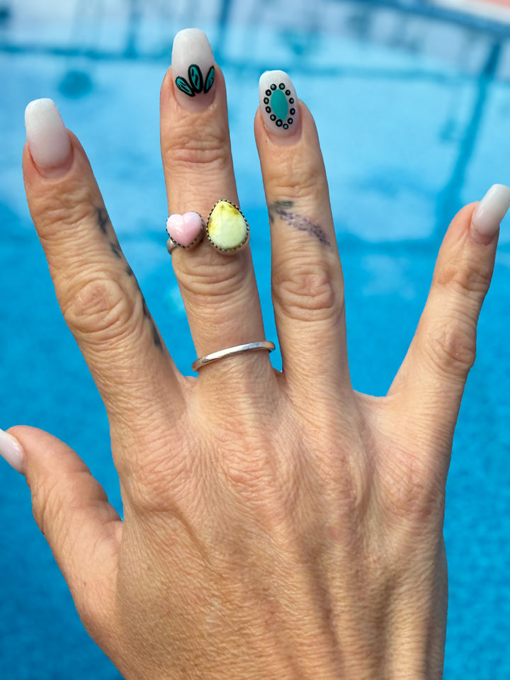 Palomino Cutie | Palomino and Pink Conch Shell Sterling Silver Adjustable Floater Ring