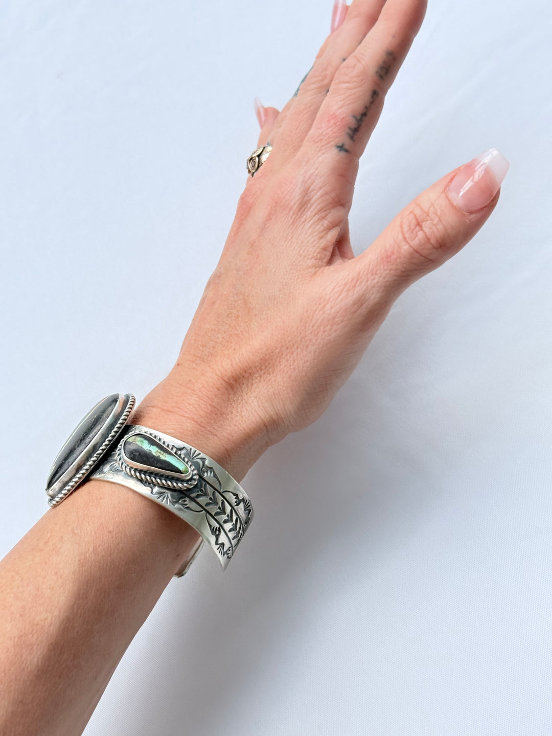 One of Seven | Rick Enriquez Navajo Black Jack Turquoise Sterling Silver Cuff
