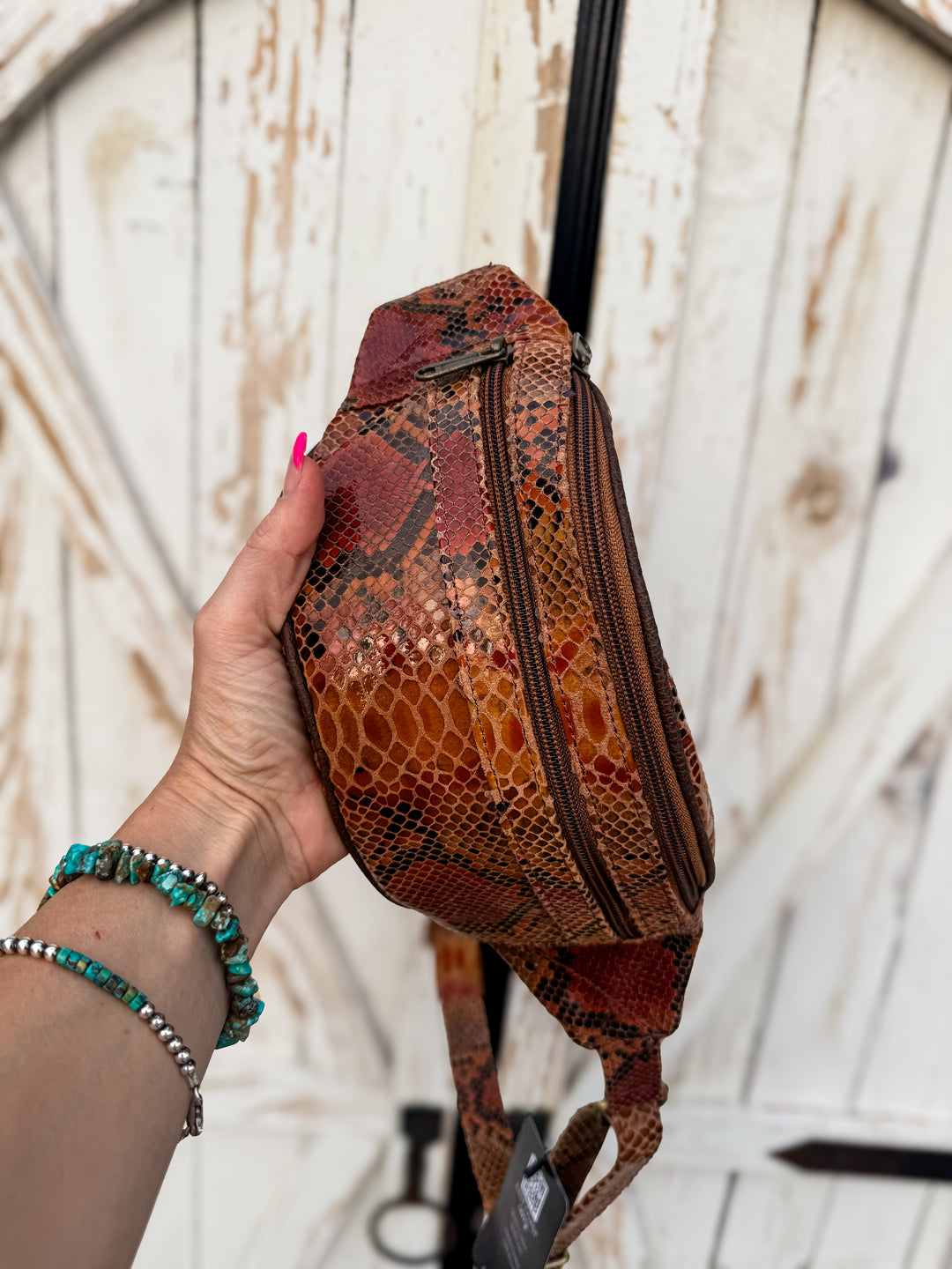 The Rattler Belt Bag | Real Leather Snake Print Sling