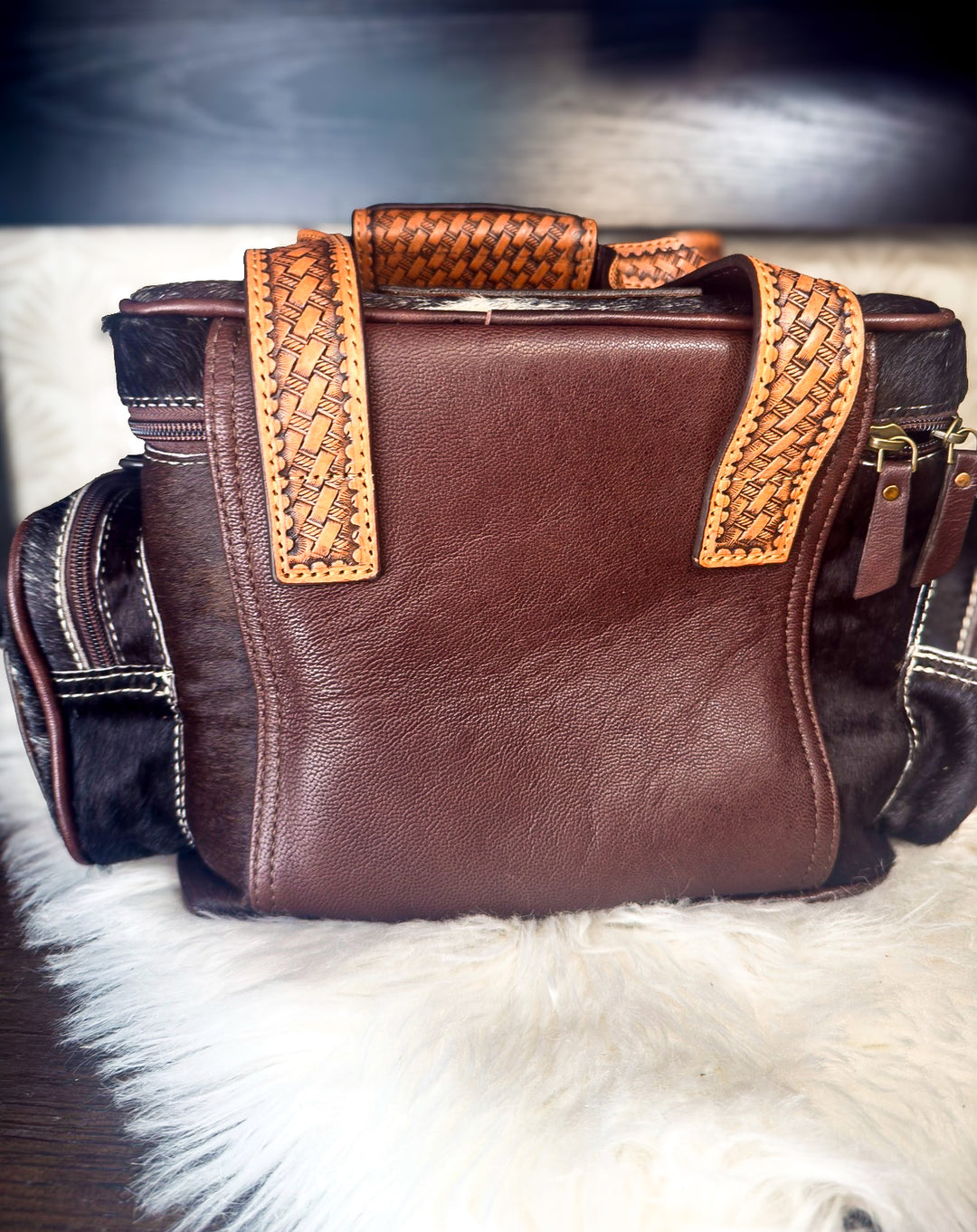 The Lunch Money | Tooled Leather Insulated Lunch Box & Cooler Bag – Hair on Cowhide