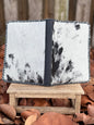 Black Leather & Cowhide Bible Cover – Handmade Western Book Sleeve for Large Bibles & Journals