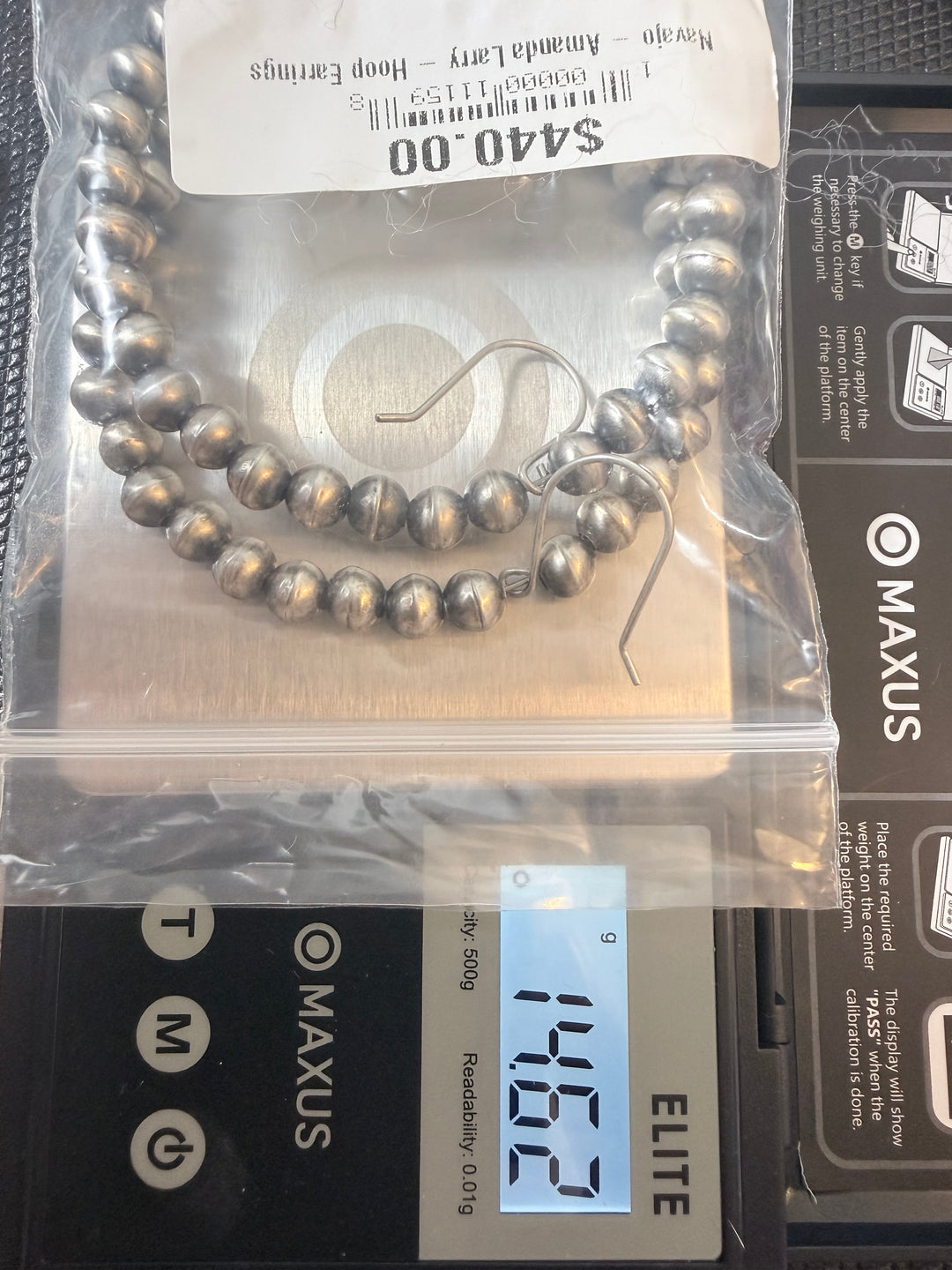 Amanda Larry Navajo Handmade Sterling Silver Pearl Hoop Earrings | 6mm Navajo Pearls