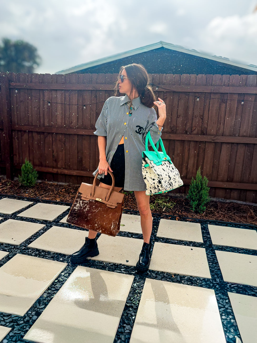 The Fancy Fur | Cowhide Leather Work & Travel Bag