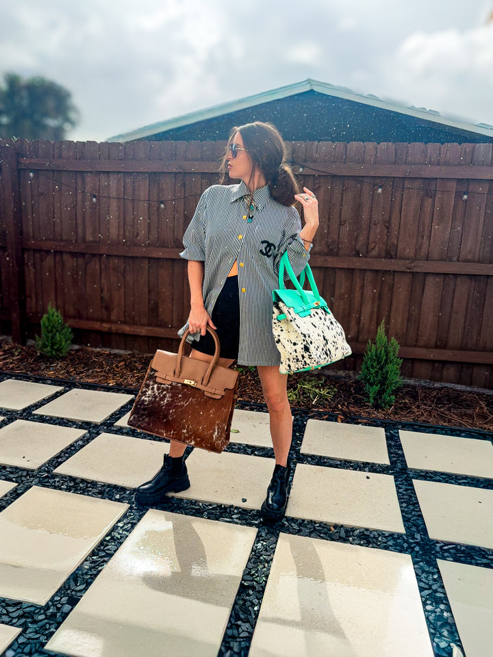 The Fancy Fur | Cowhide Leather Work & Travel Bag