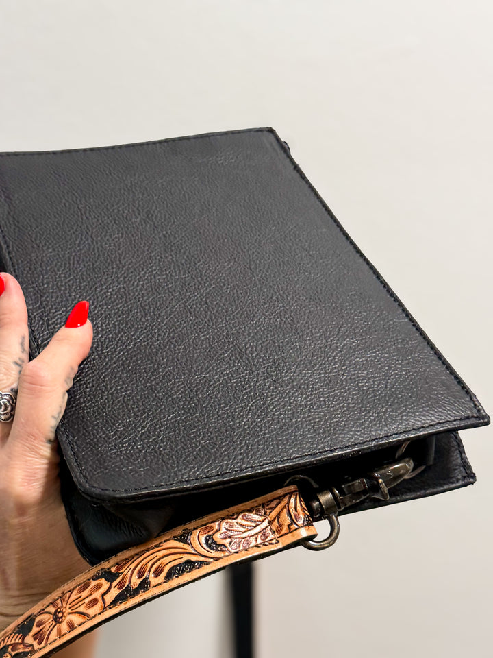 The Crossroads | Hand-Tooled Leather & Cowhide Crossbody