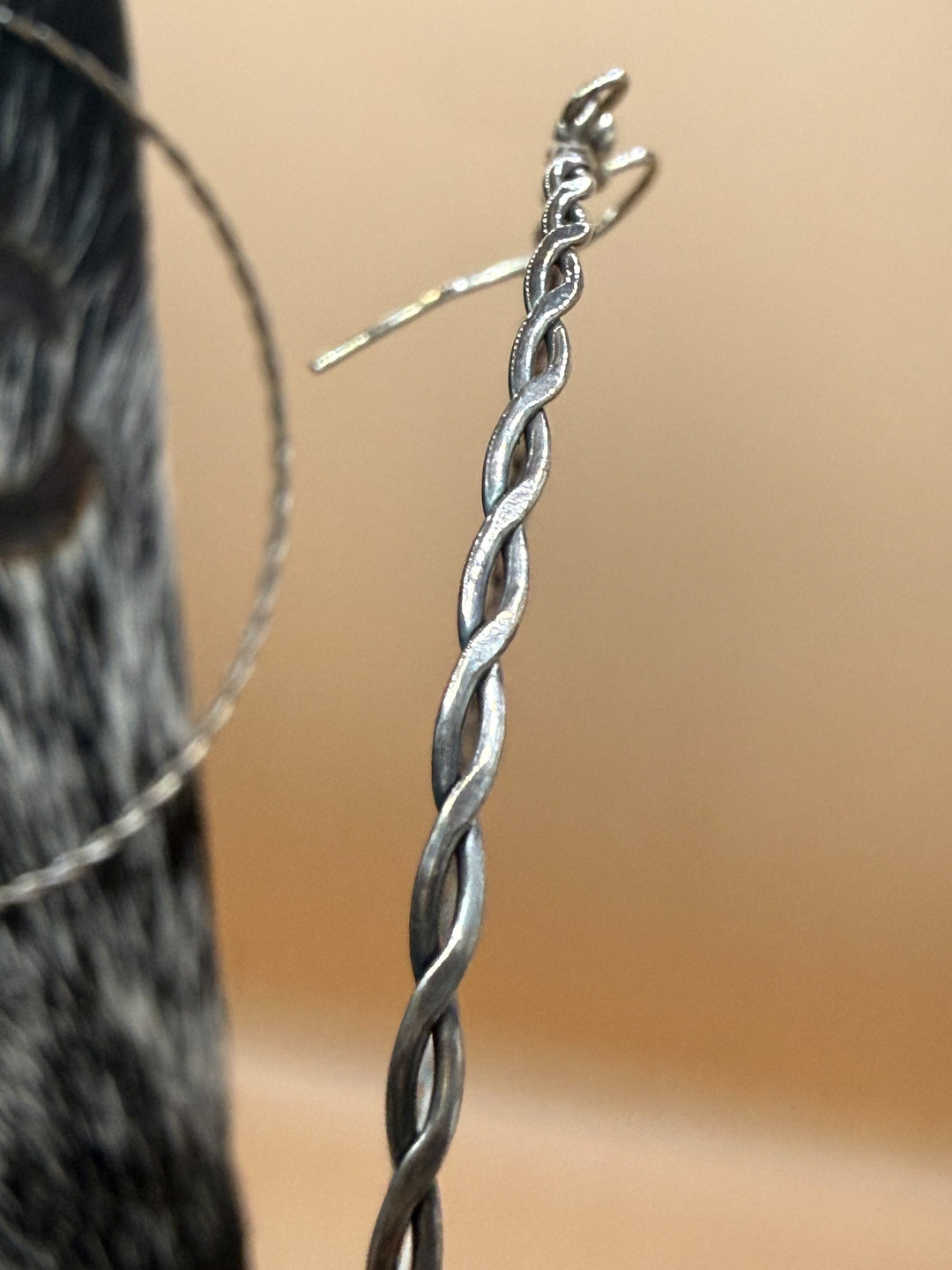 Navajo handmade sterling silver twisted hoop earrings