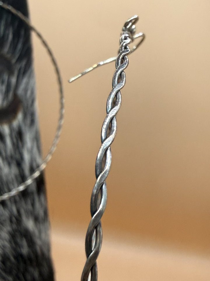 Navajo handmade sterling silver twisted hoop earrings