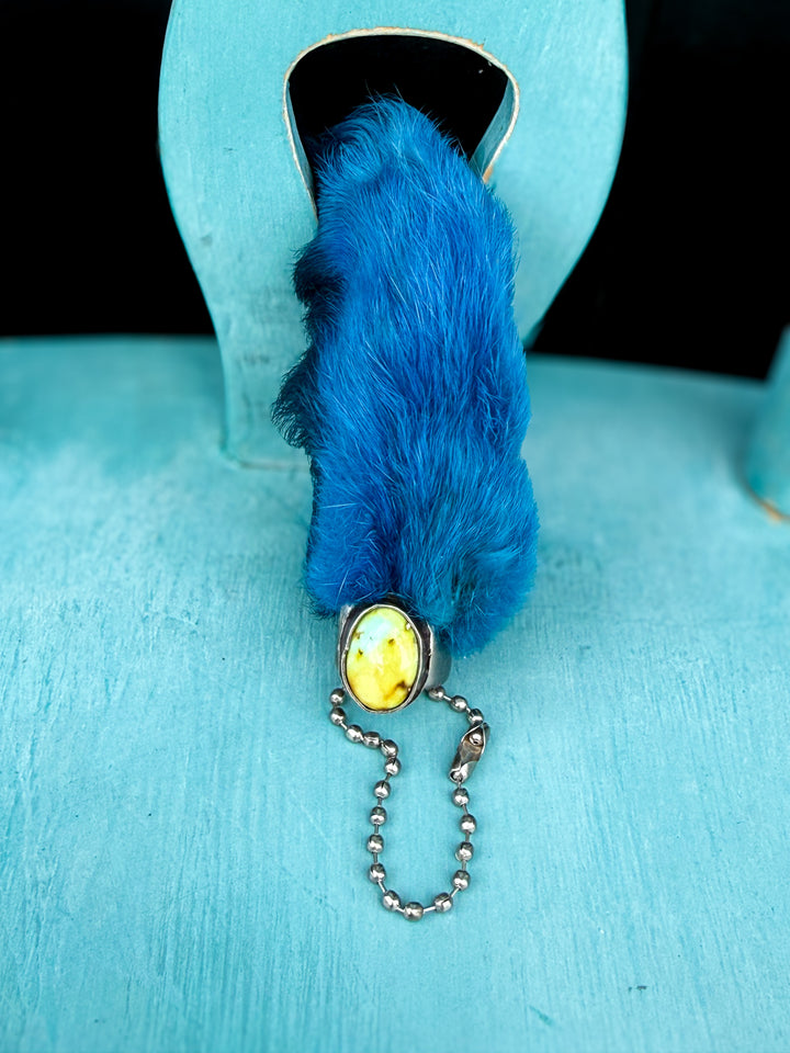 Texas Charm Rabbit’s Foot Bag Charm & Keychain | Genuine Turquoise | Handmade in Texas