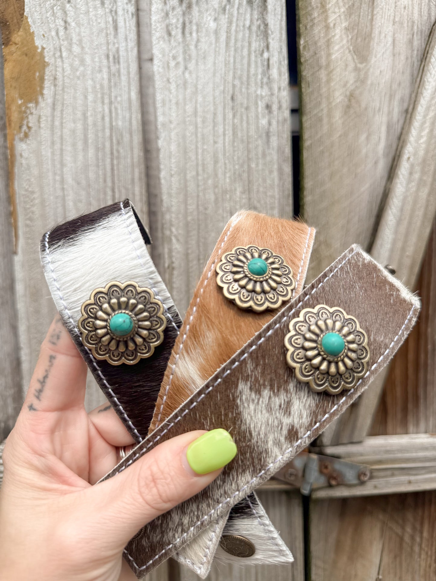 Sundown Cuff : Cowhide Leather Bracelet Concho Cuff