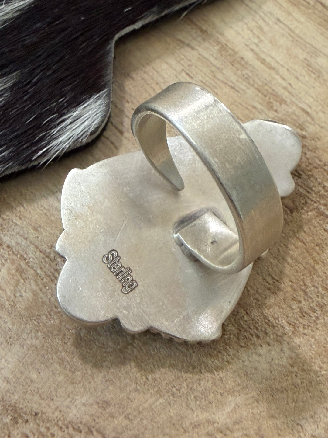 White Buffalo Style Southwestern Sterling Silver Statement Ring