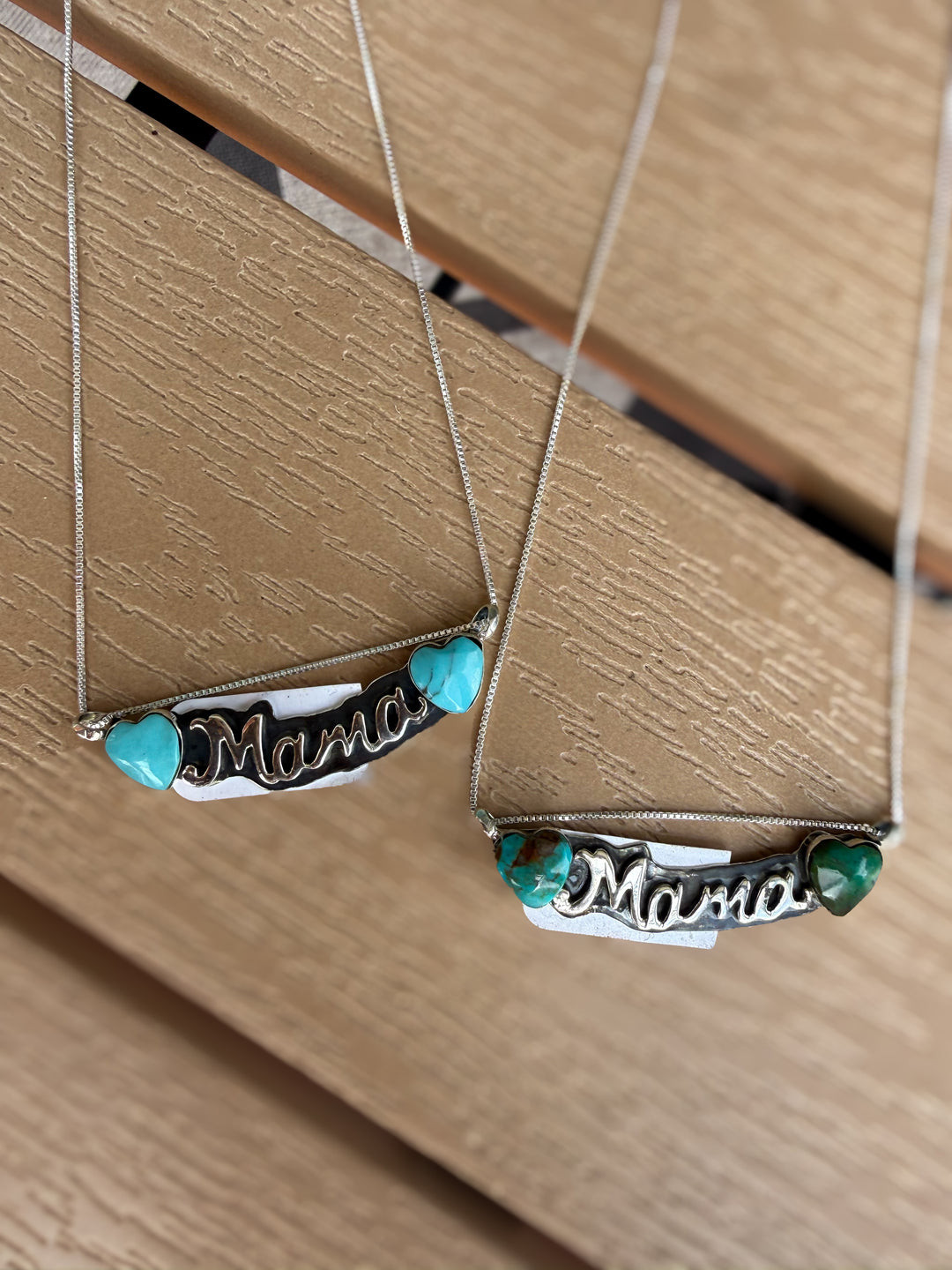 Navajo Handmade Sterling Silver Kingman Turquoise Mama Necklace | Signed by Charlene Yazzie | Choose Your Style