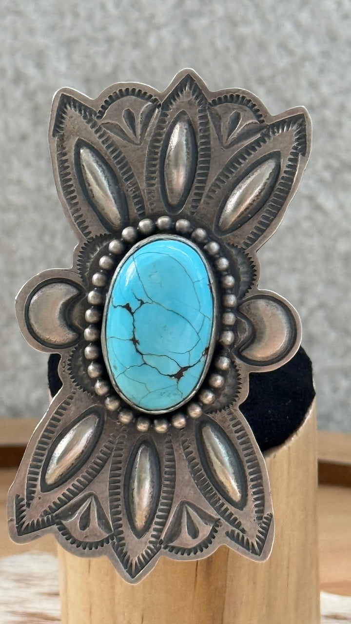 Boyd Ashley Navajo Golden Hills Turquoise Statement Ring | Sterling Silver | Signed BJA | Handmade