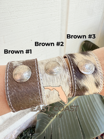 Handmade Cowhide Cuff with Vintage 1934–1937 Buffalo Nickel Concho – Adjustable