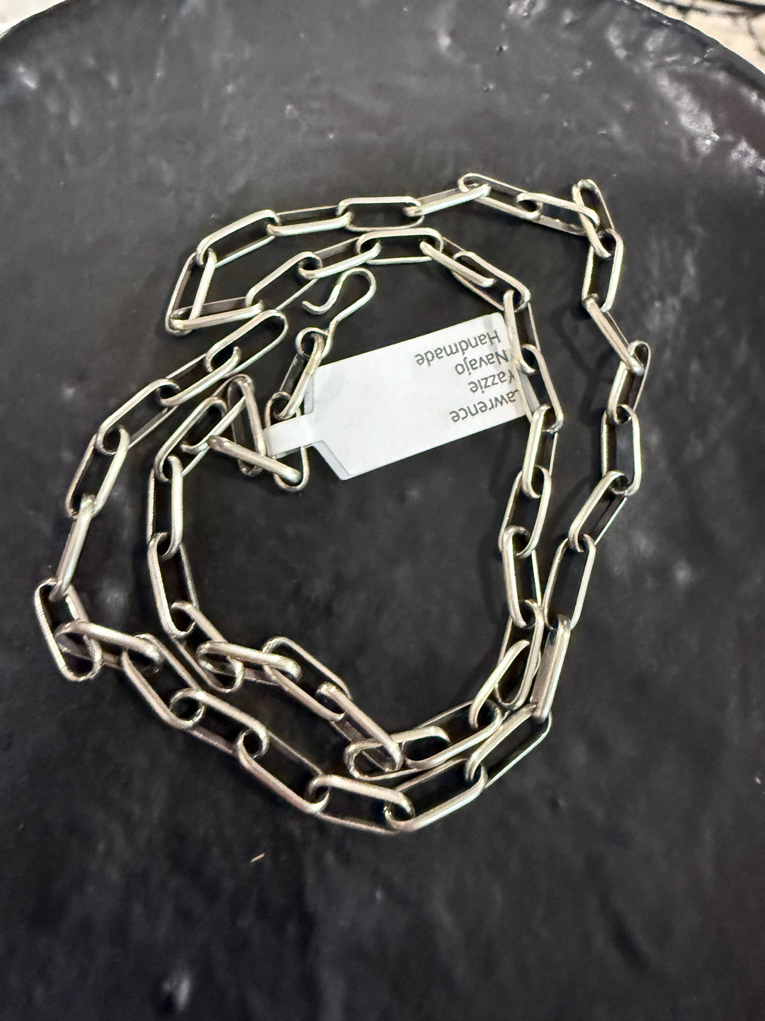 Navajo Sterling Silver Paperclip Chain Necklace – 20” Handmade by Lawrence Yazzie