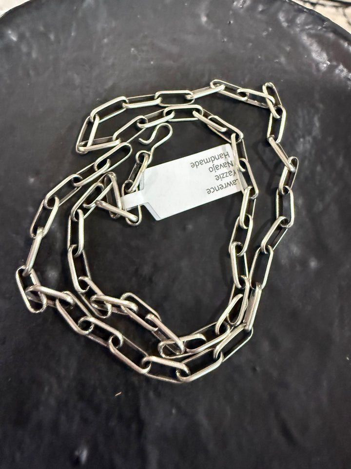 Navajo Sterling Silver Paperclip Chain Necklace – 20” Handmade by Lawrence Yazzie