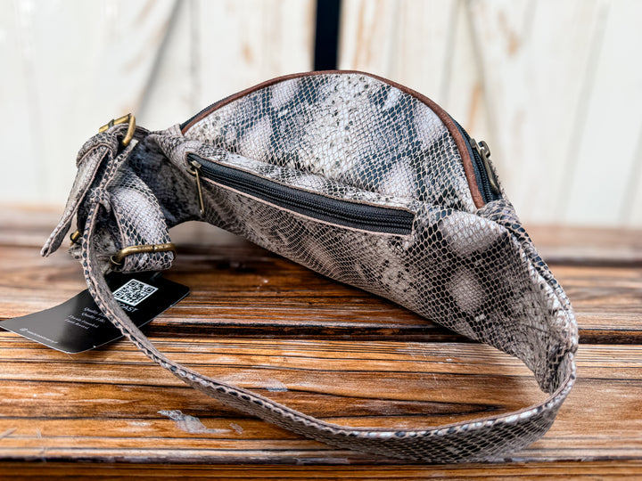 The Rattler Belt Bag | Real Leather Snake Print Sling