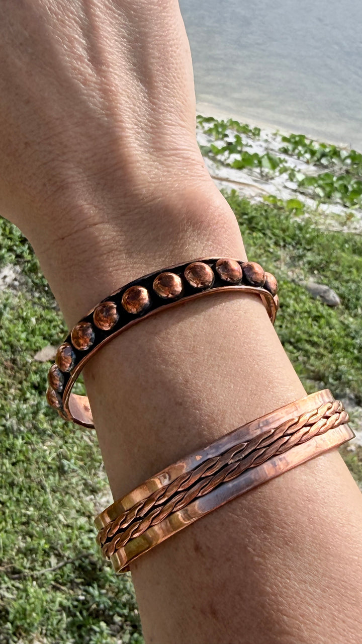 Handmade Solid Copper Braided Cuff Bracelet | Adjustable Western Jewelry