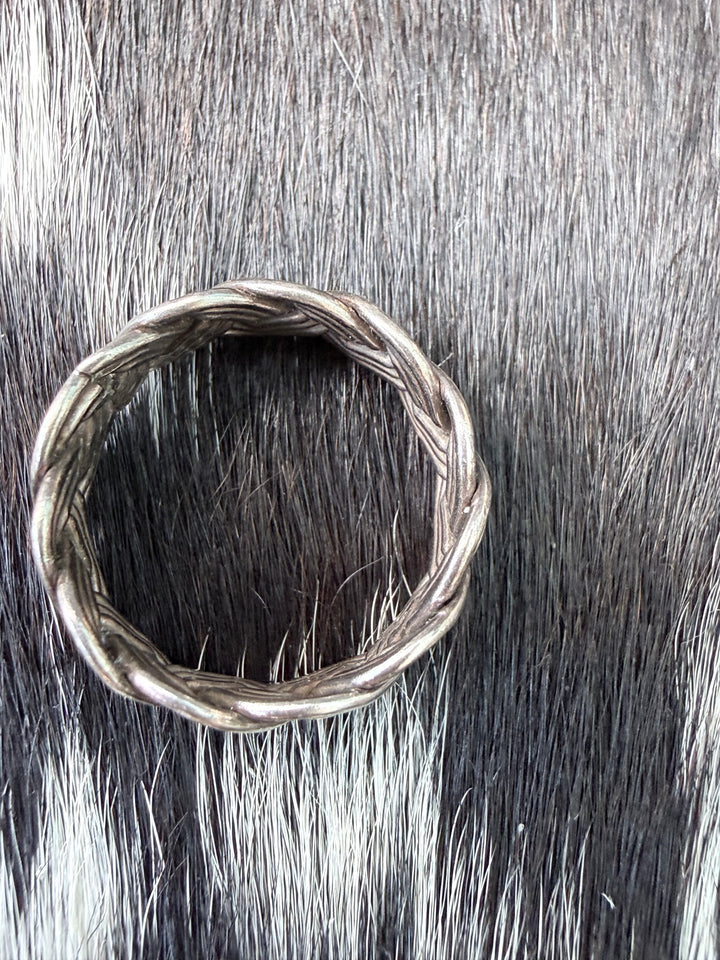 Vintage American Estate Sterling Silver Braided Woven Band Ring – Size 7