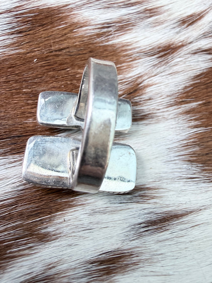 Four Stone Turquoise Floater Ring | Sterling Silver | Adjustable Size 7.5–10 | Handmade