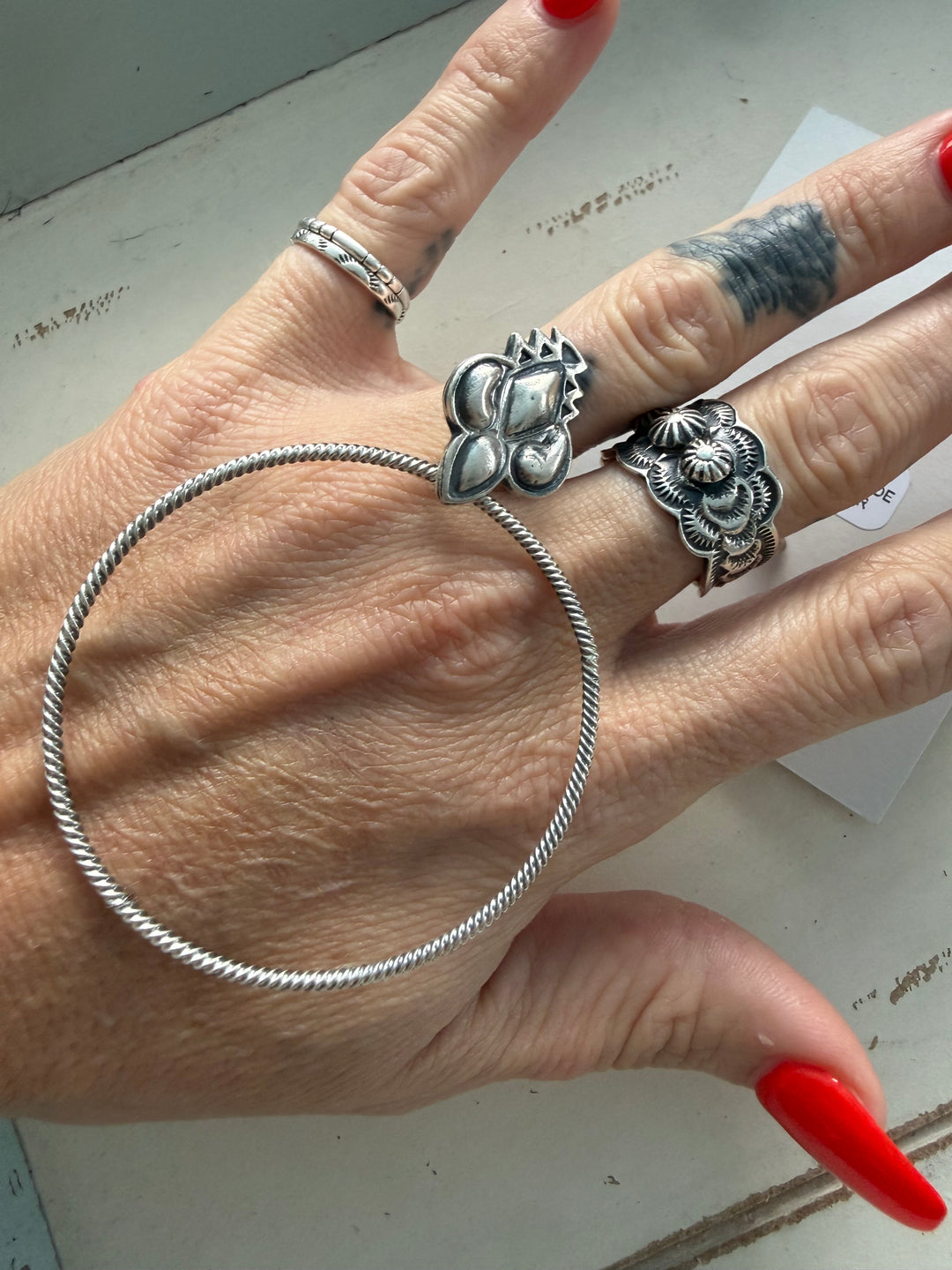 Verley Betone Navajo Sterling Silver Hoop Earrings
