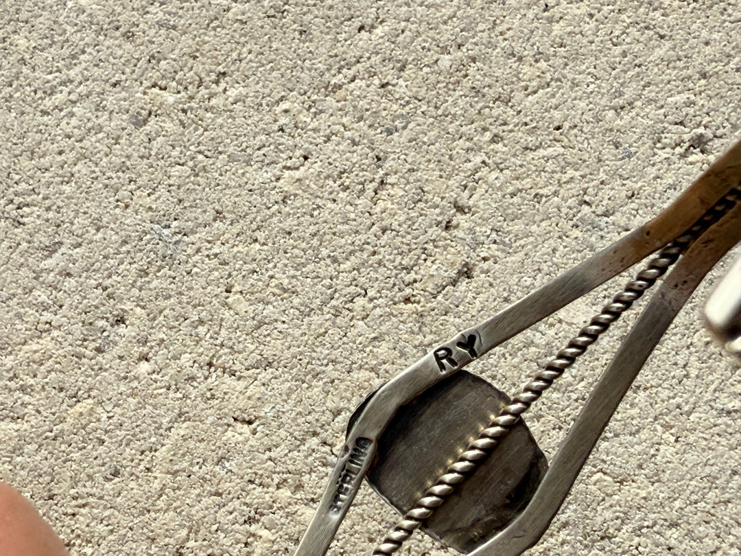 Navajo Handmade Sterling Silver and Turquoise Cuff 6.5” (with flex)