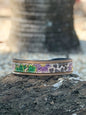 DESERT WANDERER (L) hand tooled painted leather and cowhide dog collar