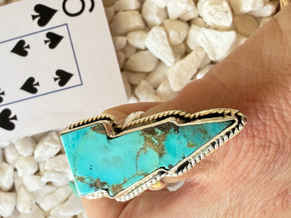 Thunderstruck - Sterling Turquoise Lightening Bolt Ring - Size 6