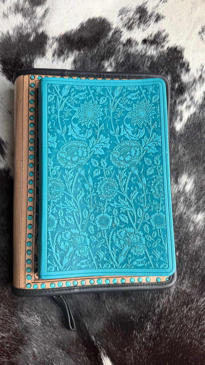 Hand Tooled Leather Bible Cover | Fits Standard, Large Print & Beautiful Word Bibles | Genuine Leather Zip Bible Case