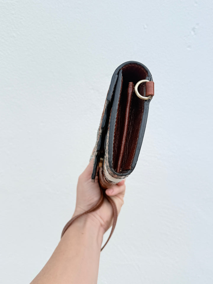 Two Step | Tooled Leather & Cowhide 3-Way Wallet Crossbody