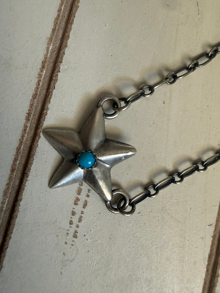 Leroy James Navajo Star Necklace | Kingman Turquoise Sterling Silver