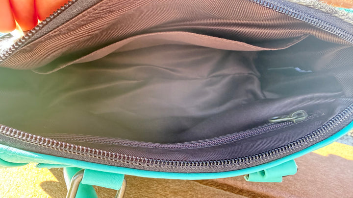 Turquoise Tooled Cowhide Handbag