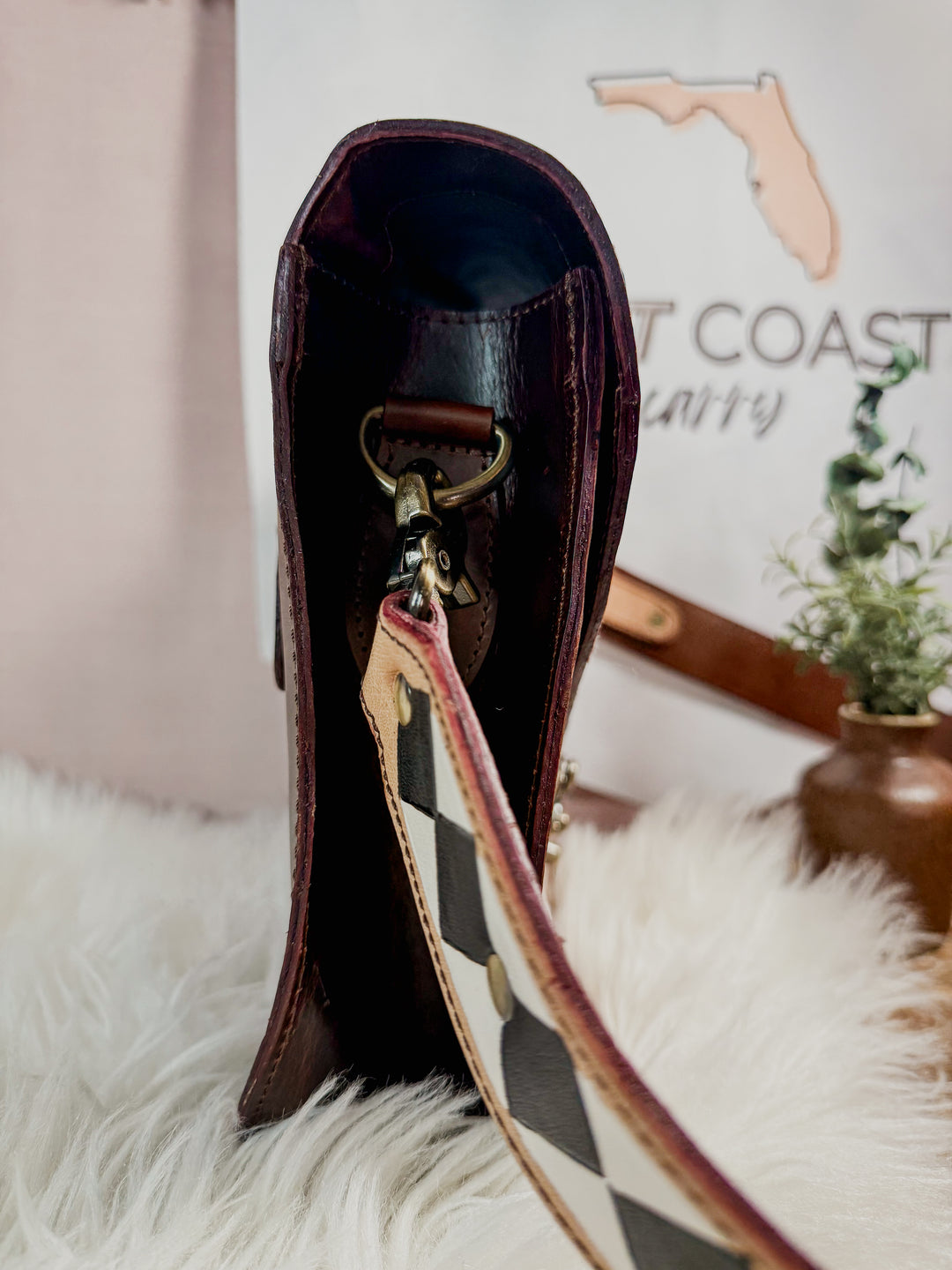 Speed Check No. 7 | Hand-Tooled Checkerboard Crossbody Chic Concealed Carry Purse