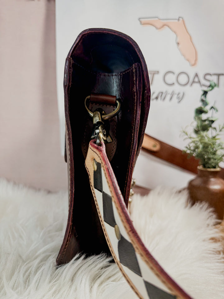 Speed Check No. 7 | Hand-Tooled Checkerboard Crossbody Chic Concealed Carry Purse