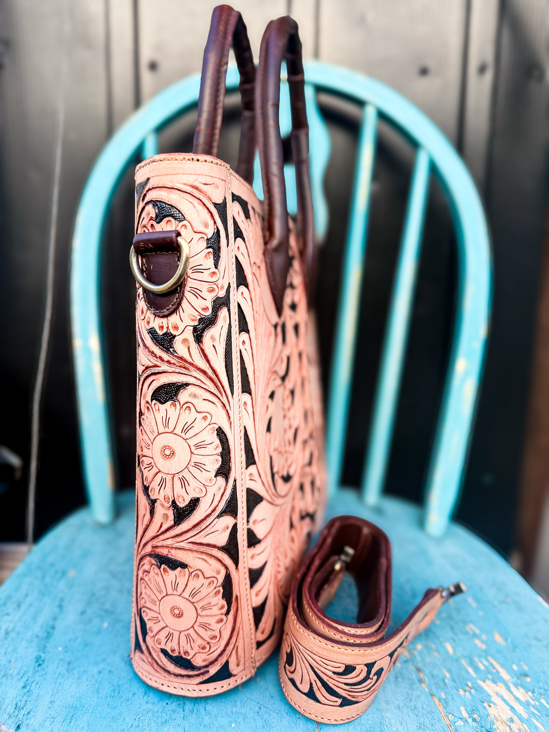 The Prescott Tooled Leather Concealed Carry Work Bag | Western Leather Handbag