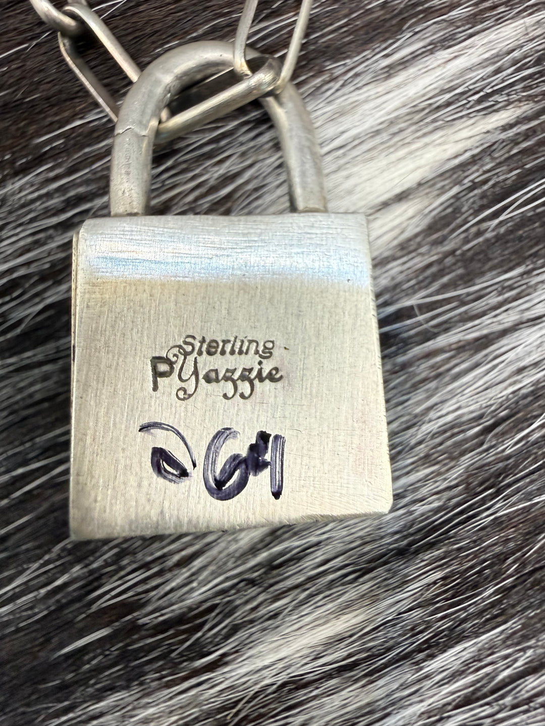 Navajo Sterling Silver Lock Necklace Charm Pendants | Turquoise or Pink Conch