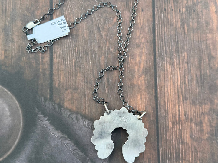 Tricia Smith Navajo Handmade Kingman Turquoise Blossom Necklace