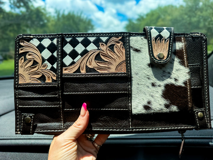 Blacktop Boss™ Cowhide Leather Visor Organizer | Western Car & Truck Storage Organizer