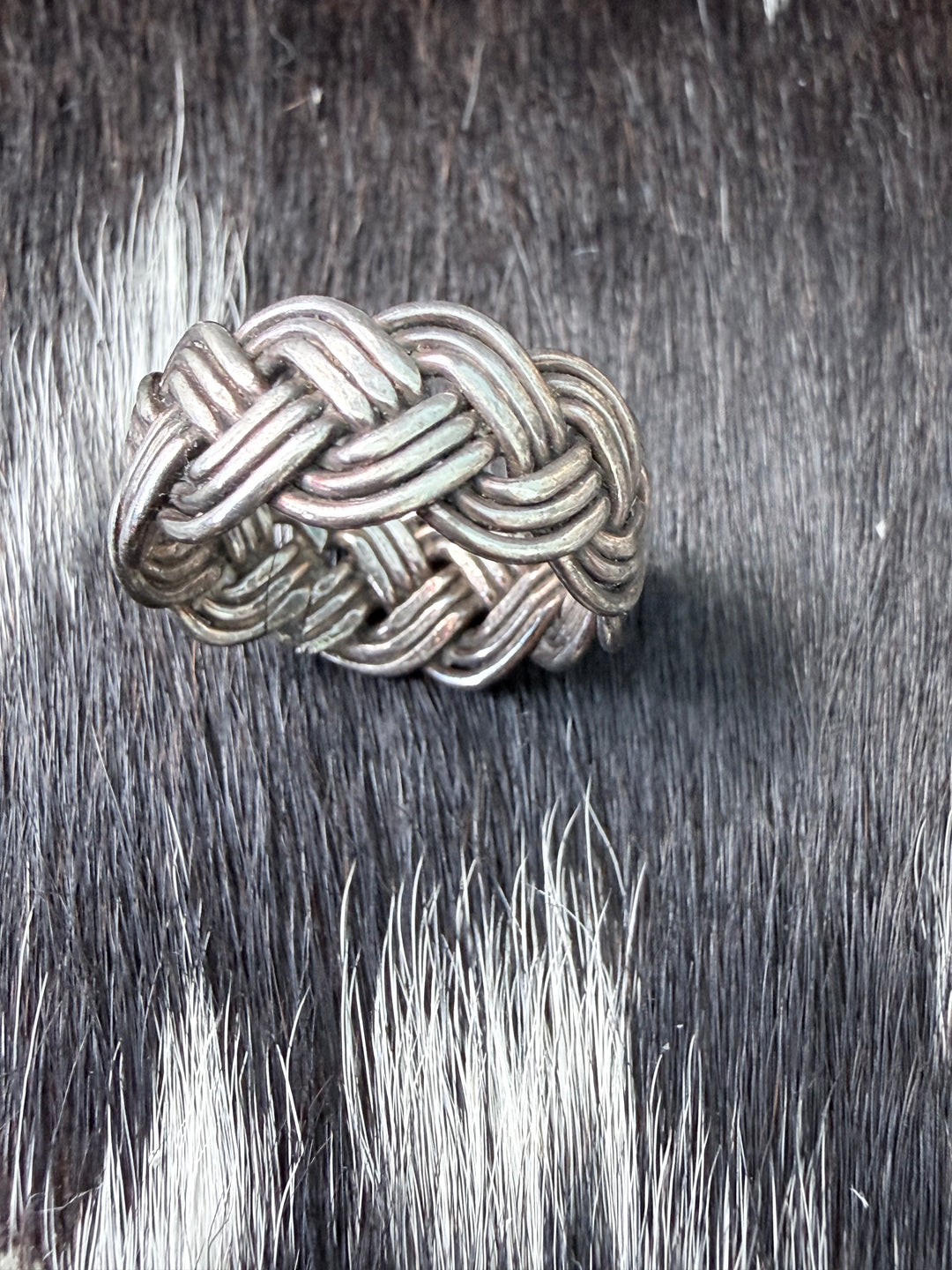 Vintage American Estate Sterling Silver Braided Woven Band Ring – Size 7