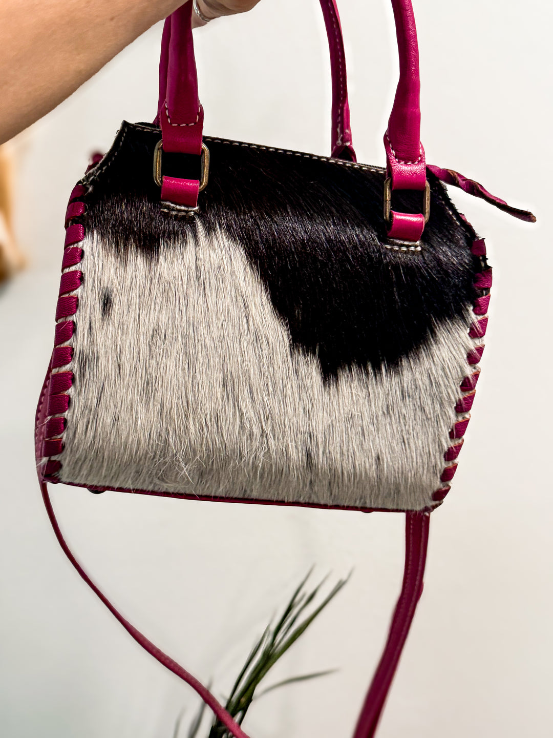 The Hide and Go Carryall - Pink Leather and Hair on Cowhide