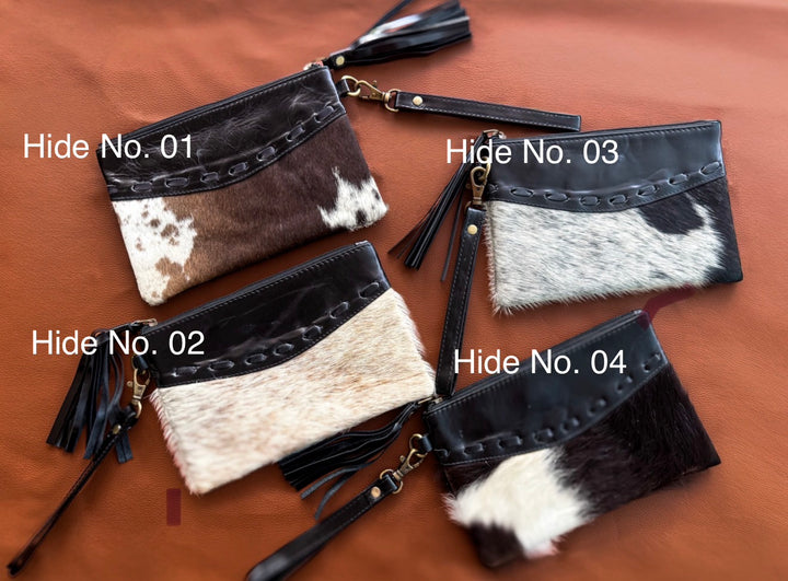 The Speakeasy | Hair-On Cowhide Leather Wristlet Tassel Clutch