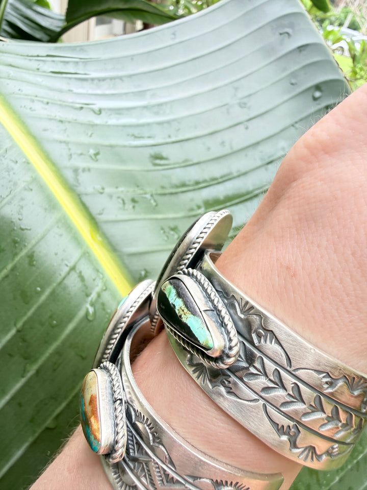 One of Seven | Rick Enriquez Navajo Black Jack Turquoise Sterling Silver Cuff
