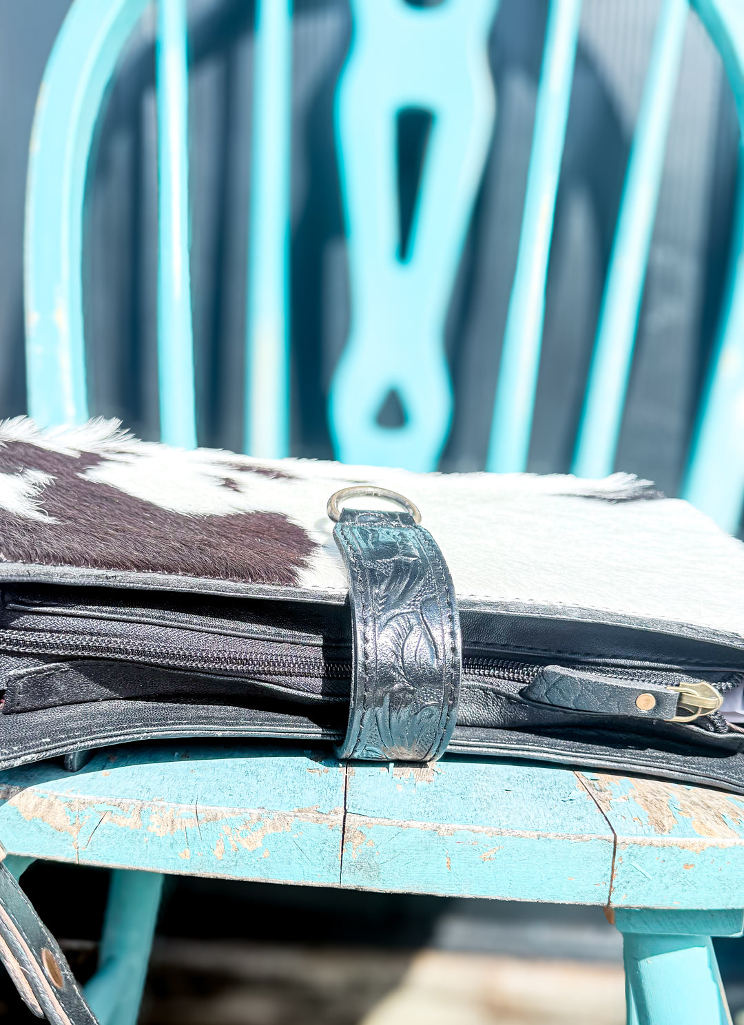 The Mercer | Black & White Cowhide Leather Shoulder Bag