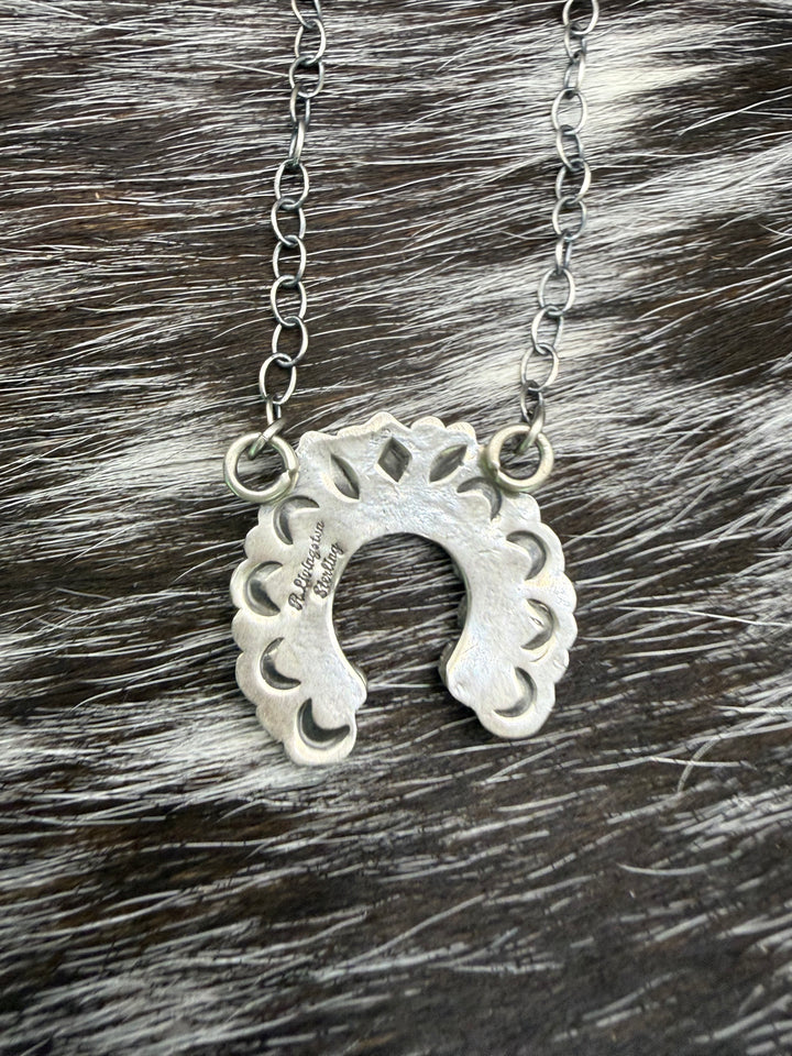 Navajo Pink Conch Naja Necklace | Sterling Silver Native American Jewelry