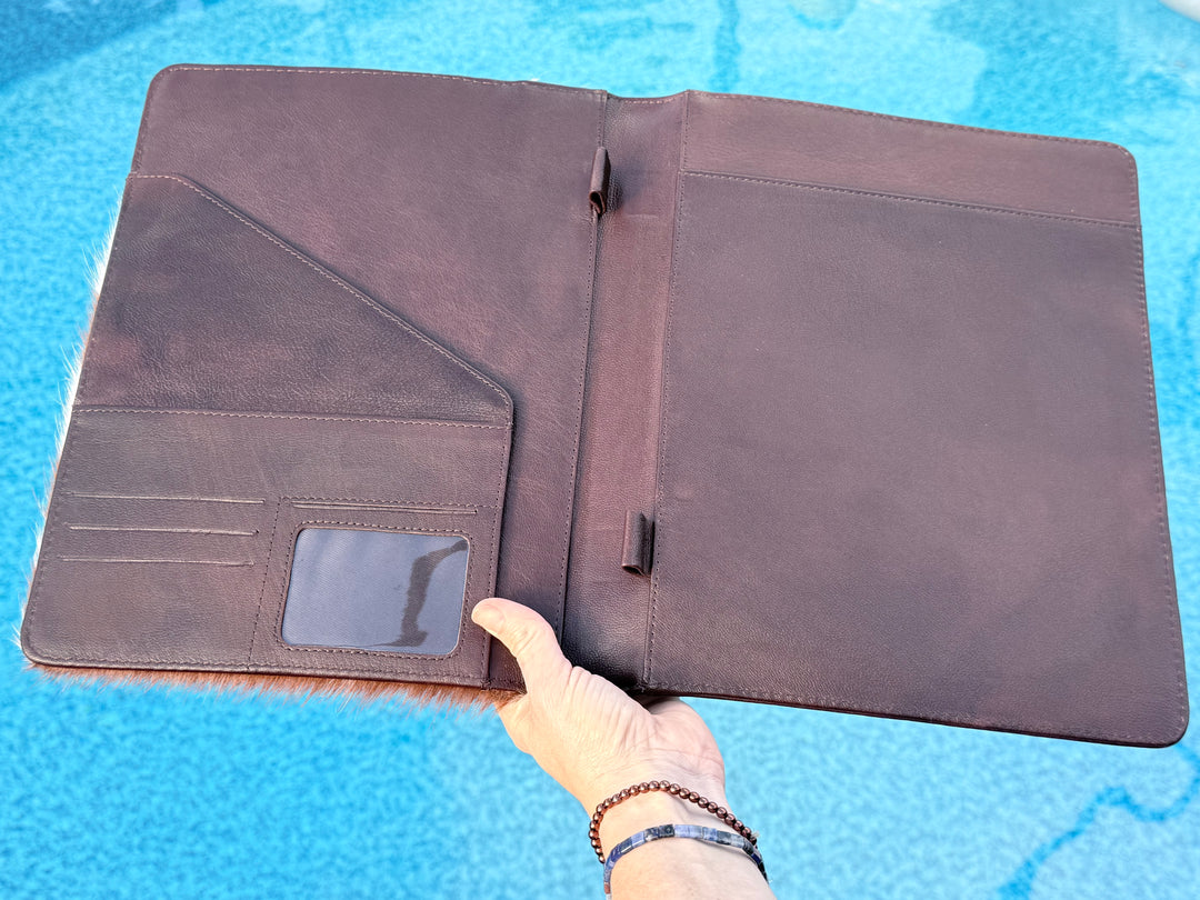 Wildflower Cowhide Padfolio | Tooled Leather Portfolio Organizer