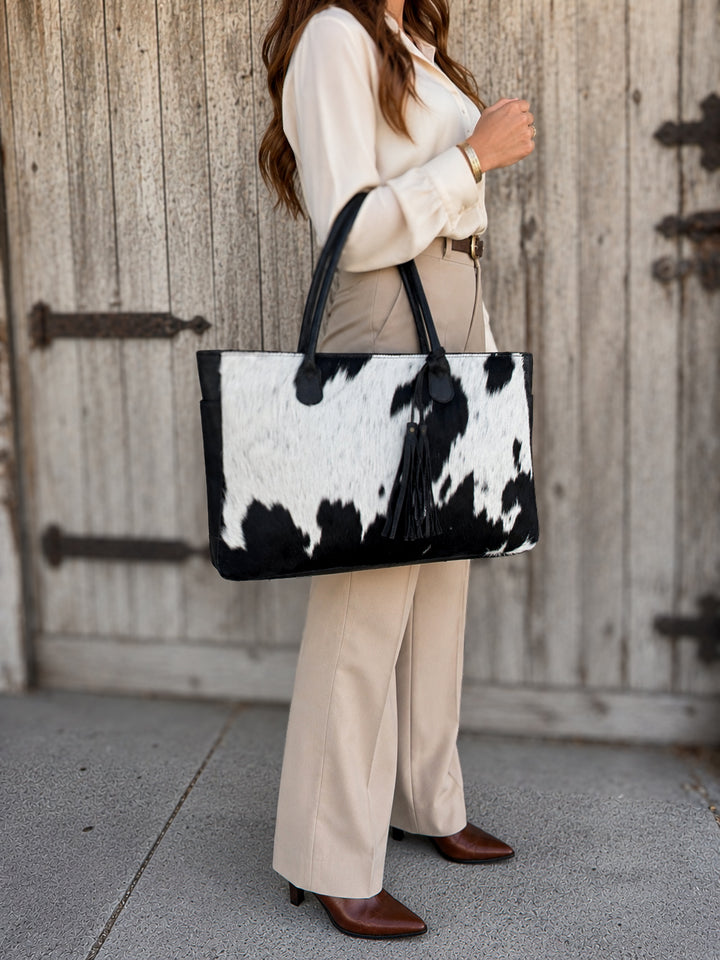 The Gulfstream Tote | Luxury Leather & One-of-a-Kind Hair-on-Hide Tote