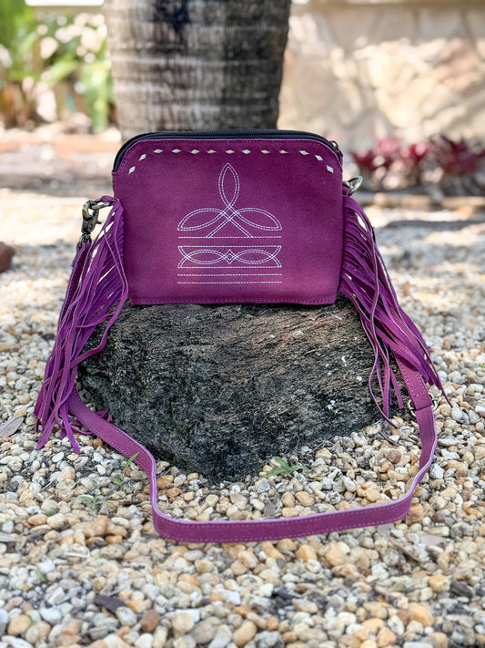 Boot Stitch Fringe Purse