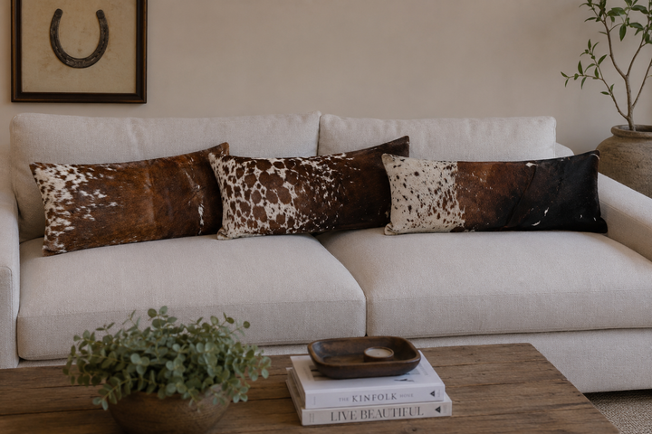 The Hideaway | Hair-On Cowhide & Leather Lumbar Pillow Cover