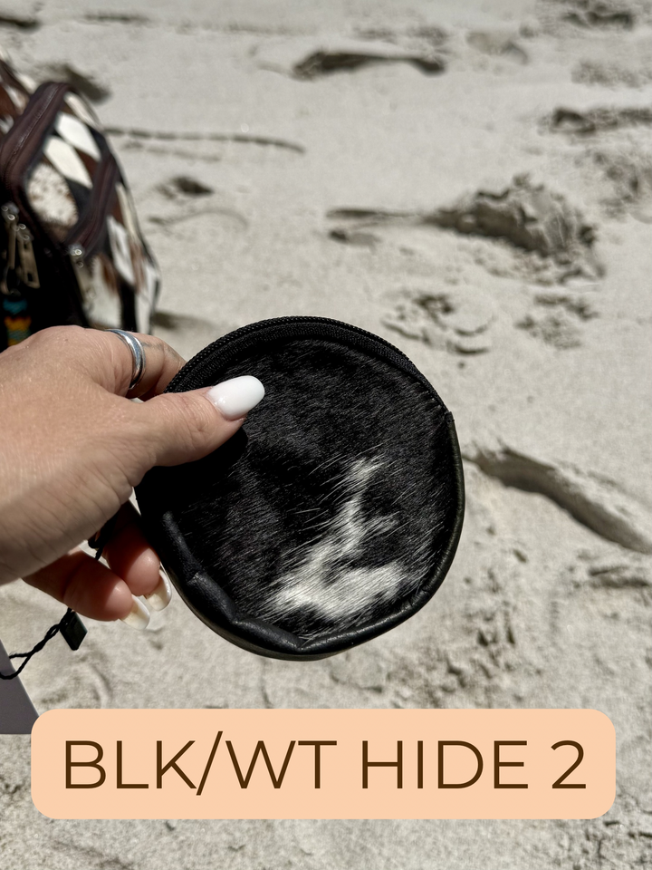 Cowhide Jewelry and Essentials Keeper | Mini Leather Zip Pouch